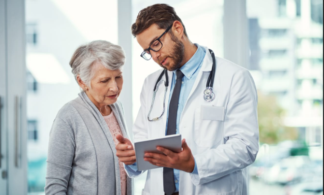 Caregiver with elderly client